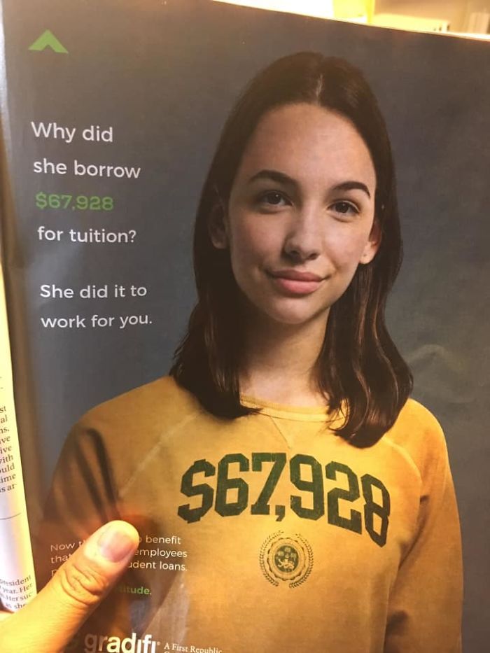 socialite - Why did she borrow $67,928 for tuition? She did it to work for you. ve ive with uld ime S67,928 Now benefit employees ident loans tha sident Hc tude, gradife A First