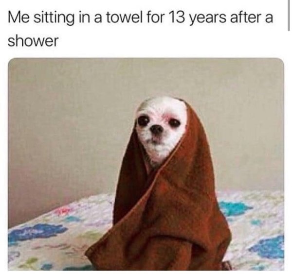 me sitting in a towel for 13 years after a shower meme - Me sitting in a towel for 13 years after a shower