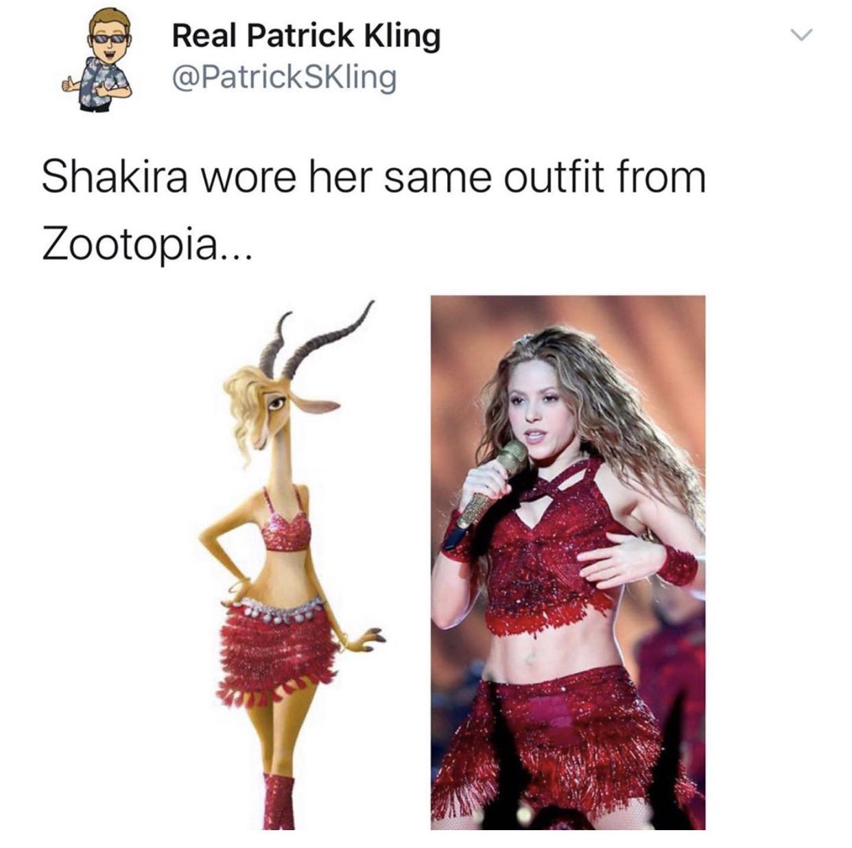 zootropolis gazelle - Real Patrick Kling SKling Shakira wore her same outfit from Zootopia...