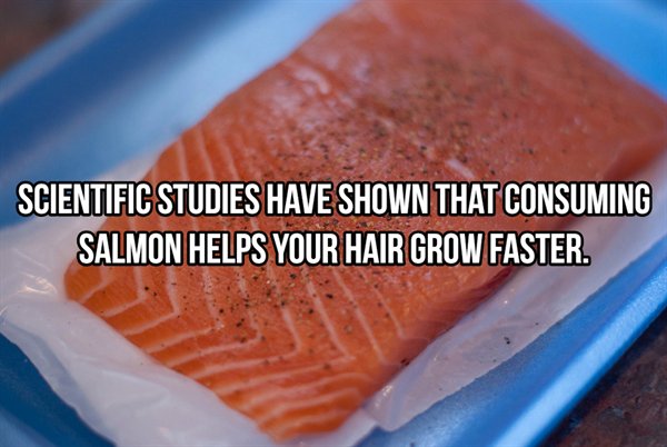 Salmon - Scientific Studies Have Shown That Consuming Salmon Helps Your Hair Grow Faster.