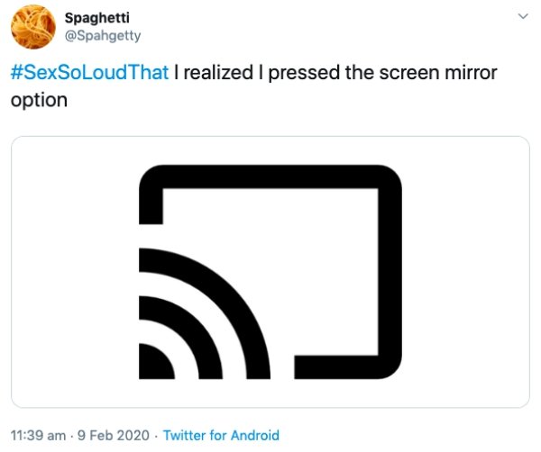 communication - Spaghetti I realized I pressed the screen mirror option . Twitter for Android