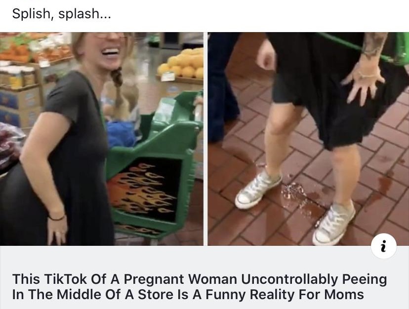 shoulder - Splish, splash... This TikTok Of A Pregnant Woman Uncontrollably Peeing In The Middle Of A Store Is A Funny Reality For Moms
