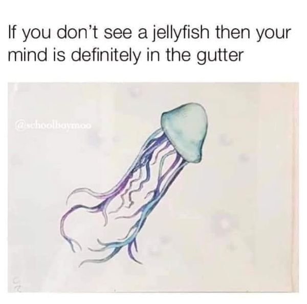 If you don't see a jellyfish then your mind is definitely in the gutter