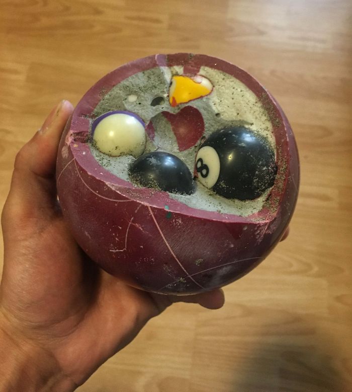 inside of a bowling ball