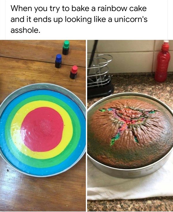 Rainbow cookie - When you try to bake a rainbow cake and it ends up looking a unicorn's asshole.