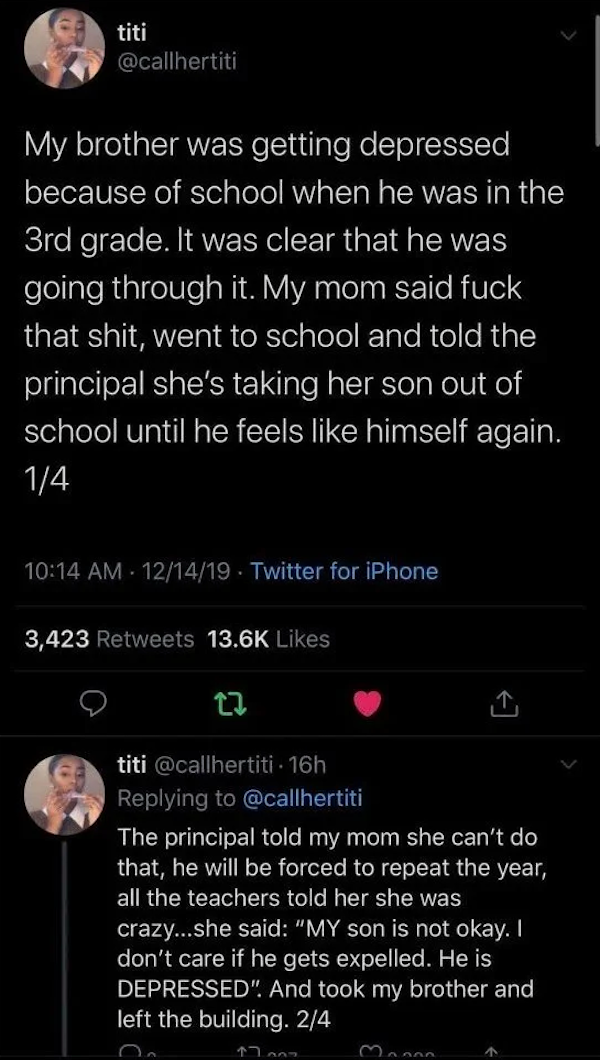 no pants girl and stray kids - titi My brother was getting depressed because of school when he was in the 3rd grade. It was clear that he was going through it. My mom said fuck that shit, went to school and told the principal she's taking her son out of s