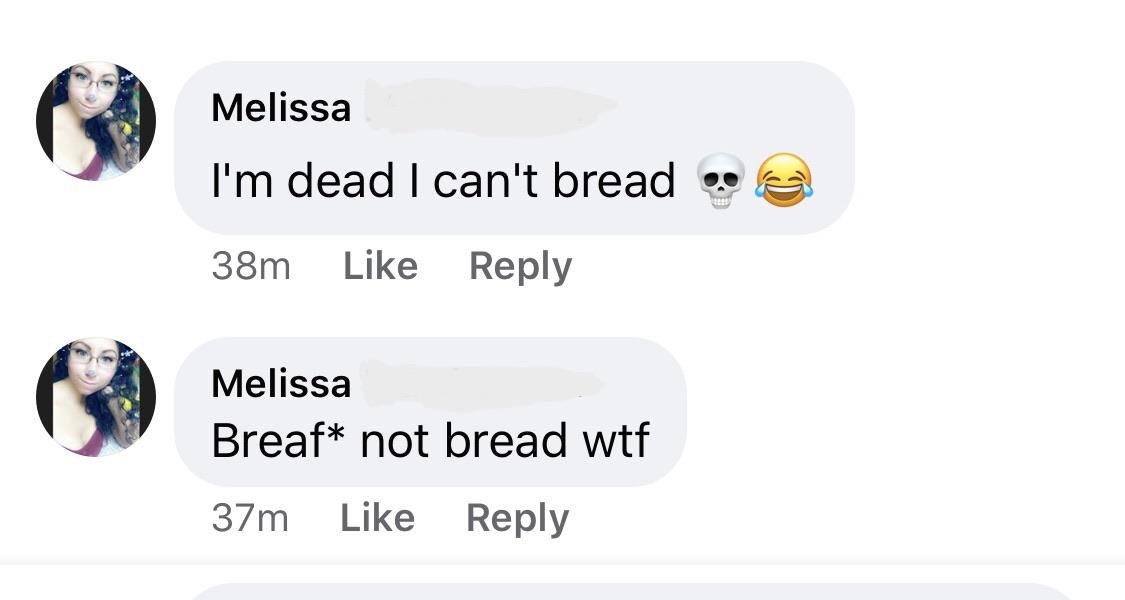 body jewelry - Melissa I'm dead I can't bread 38m Melissa Breaf not bread wtf 37m