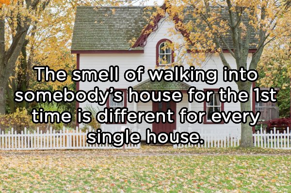 House - The smell of walking into somebody's house for the 1st time is different forLevery Til single houses the litt