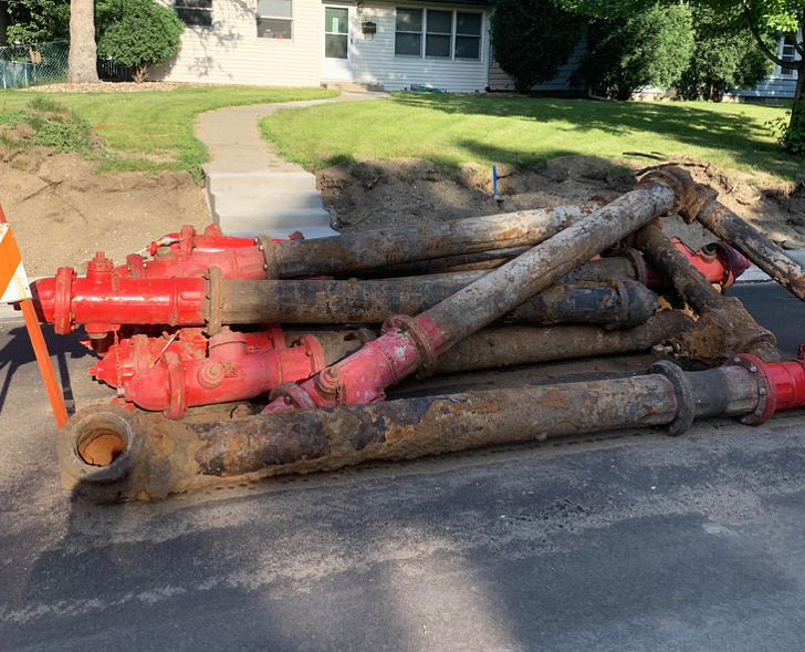 excavated fire hydrant