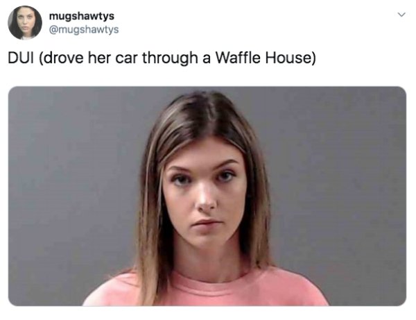 neck - mugshawtys Dui drove her car through a Waffle House