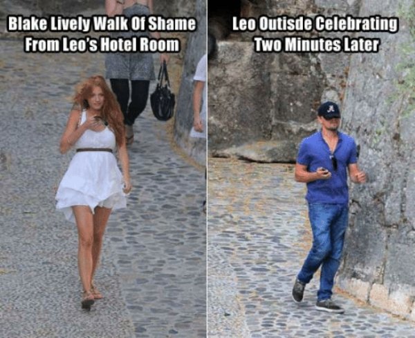 funny walk of shame quotes - Blake Lively Walk of Shame From Leo's Hotel Room Leo Outisde Celebrating Two Minutes Later