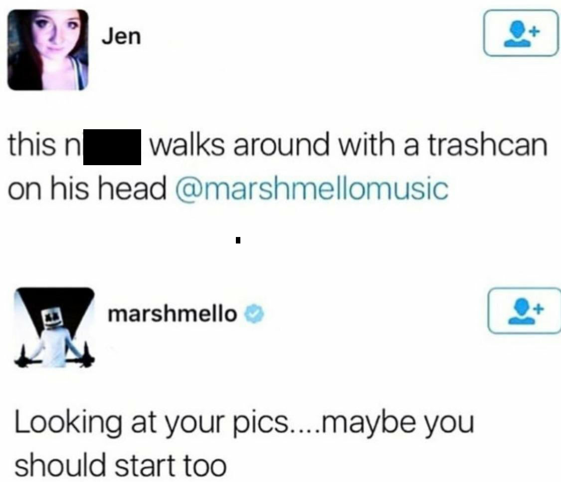 multimedia - Jen this n walks around with a trashcan on his head marshmello Looking at your pics....maybe you should start too