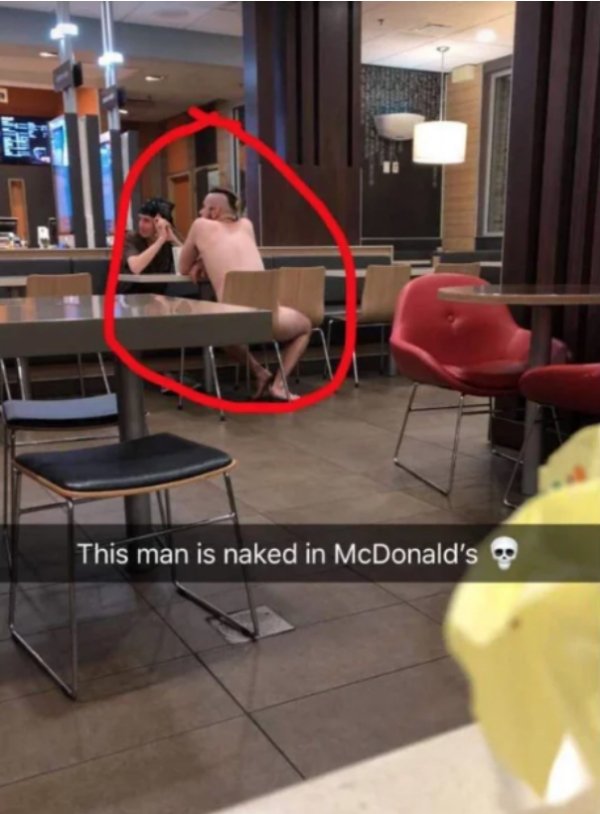 guy naked at mcdonalds - This man is naked in McDonald's