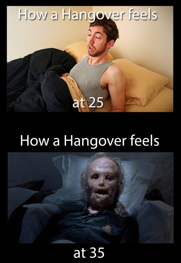 hangover feels - How a Hangover feels at 25 How a Hangover feels at 35