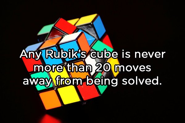 change your mind - Any Rubik's cube is never more than 20 moves away from being solved.