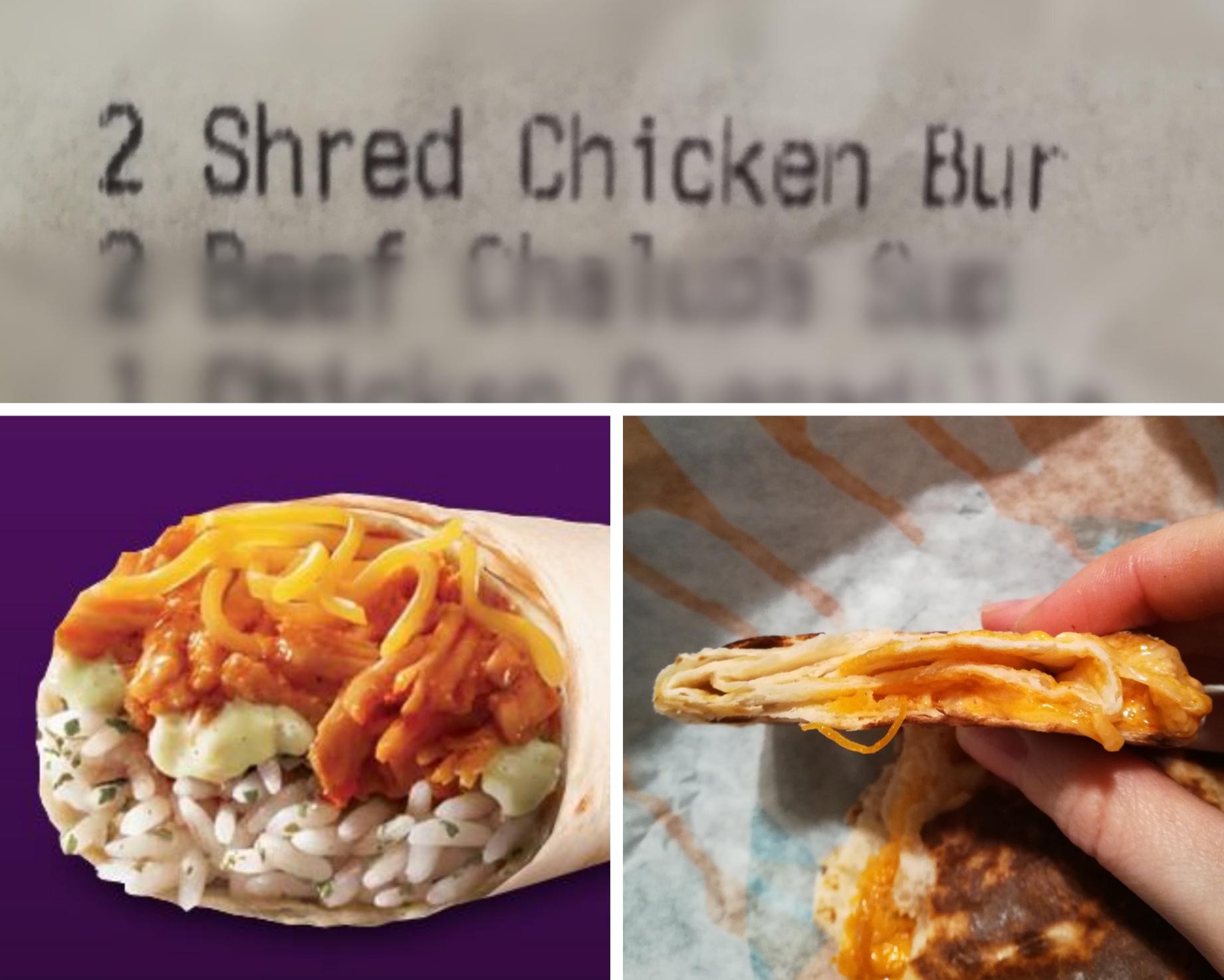 fast food - 2 Shred Chicken Bur 2 Beef Chaluas