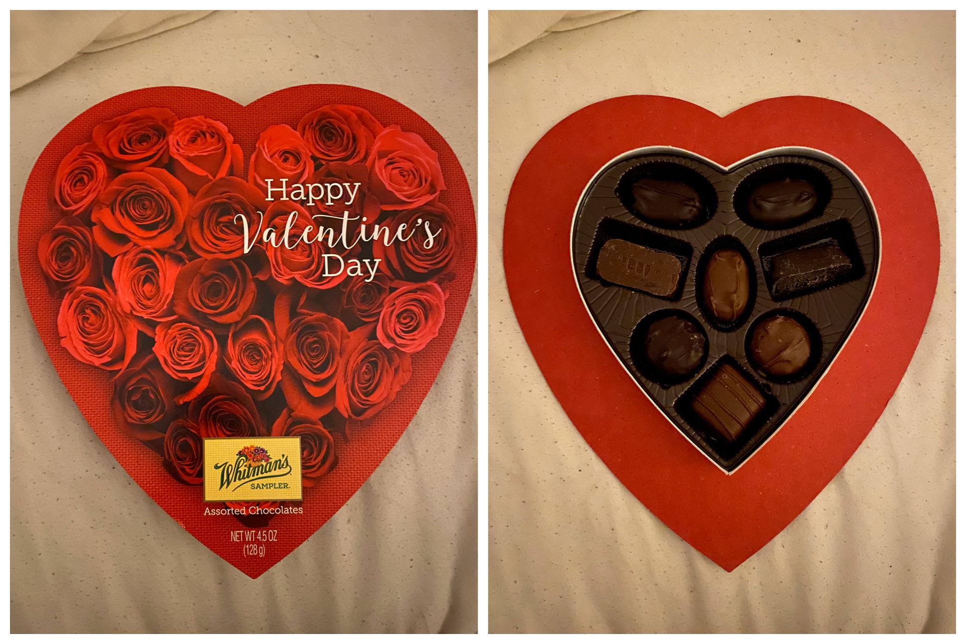 heart - Happy Valentine's Day Whitman's Sampler Assorted Chocolates Net Wt 4.5 Oz 1289