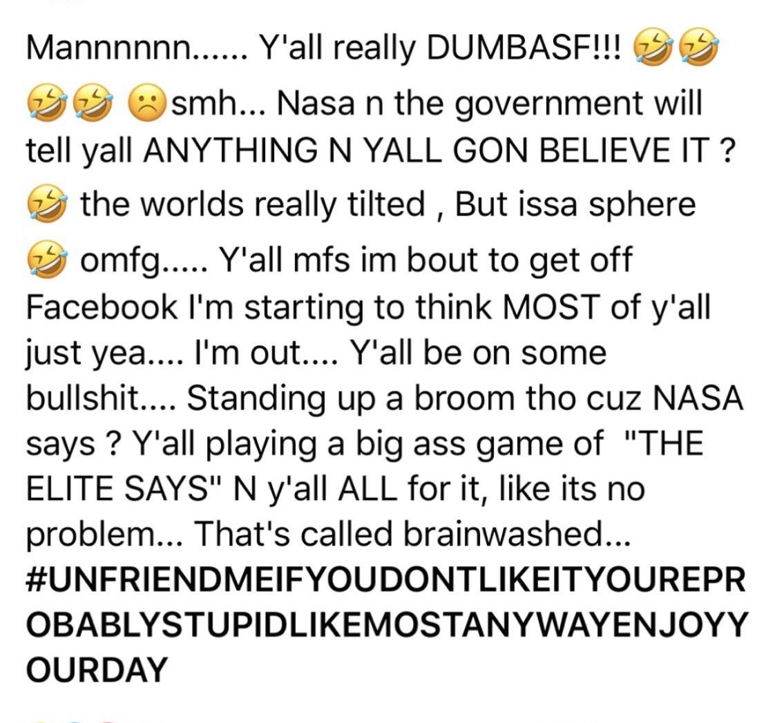 jenny holzer - Mannnnnn...... Y'all really Dumbasf!!! 33 3 smh... Nasa n the government will tell yall Anything N Yall Gon Believe It? the worlds really tilted , But issa sphere 3 omfg..... Y'all mfs im bout to get off Facebook I'm starting to think Most 