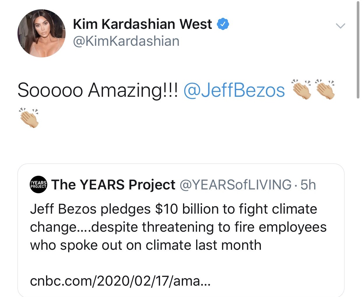 document - Kim Kardashian West Sooooo Amazing!!! Years Project Areas The Years Project Jeff Bezos pledges $10 billion to fight climate change....despite threatening to fire employees who spoke out on climate last month cnbc.comama...