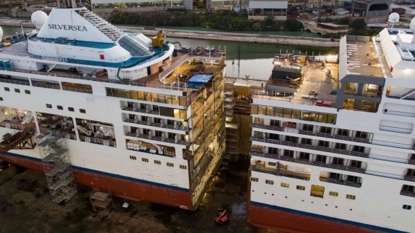 cruise ship cut in half - Silversea