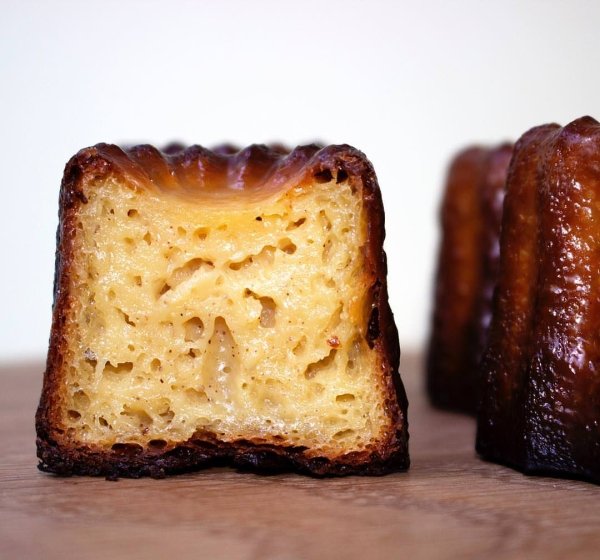 A canelé is a French pastry with a custard center and caramelized crust