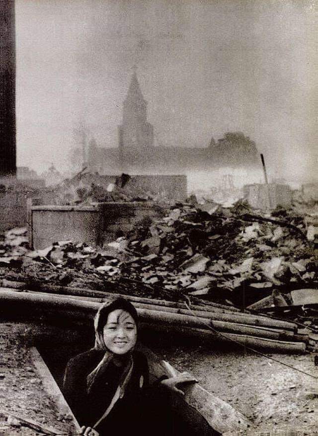 A young woman who survived the atomic bombing of Nagasaki, August 1945.