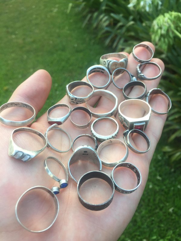 All my silver rings found in 2019, dated from 1900 to 2019.