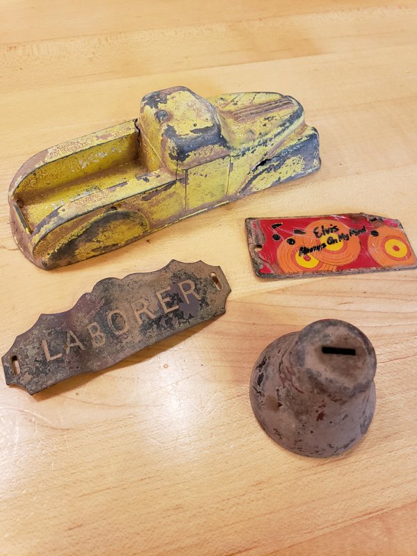 Found my first toy car, first bell, and a couple other cool finds on my parents property that dates back to the early 1900s. Cant wait to put more holes in their backyard!