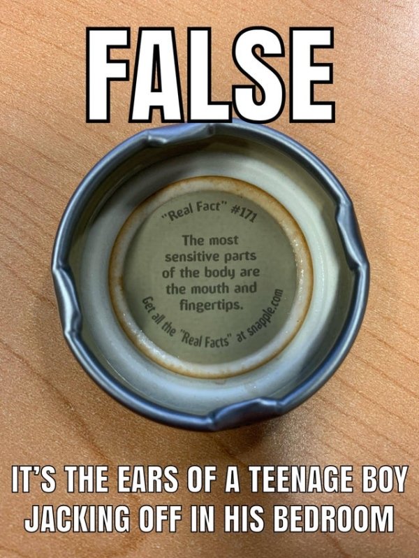 False eal Fact 2 O The most sensitive parts of the body are the mouth and fingertips. bet all the wou ajddeus Real Facts" It'S The Ears Of A Teenage Boy Jacking Off In His Bedroom