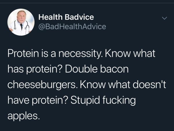 4 o clock jimin - Health Badvice Health Advice Protein is a necessity. Know what has protein? Double bacon cheeseburgers. Know what doesn't have protein? Stupid fucking apples.