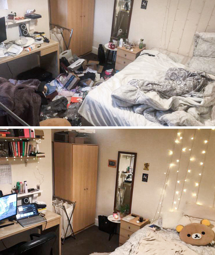 “My room before and after I overcame depression.”