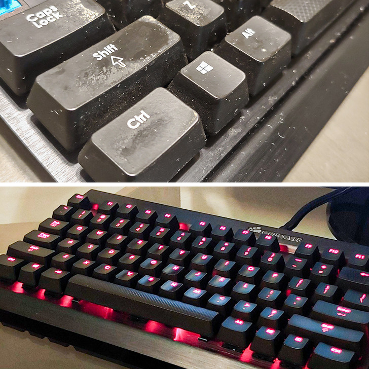 “I found this keyboard on sale for $6. It was in really bad shape, but all the parts were there. I restored it and here is the result.”