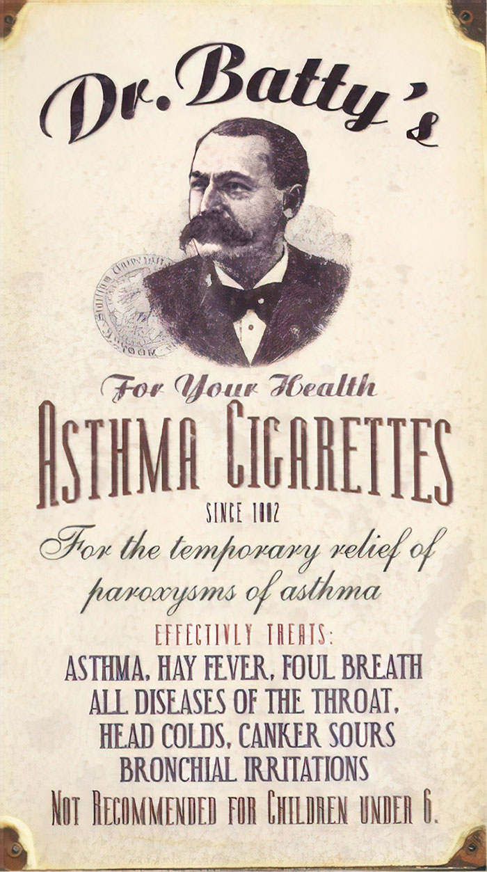 Back in the late 19th and early 20th century, when the damaging effects of nicotine weren't yet discovered or widely accepted, smoking was used not only for recreational purposes, but also as a medical treatment. It was used for various ailments—including one of the most ridiculous—asthma.