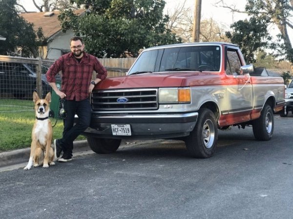 My and my best buddy Caribou just moved to Texas. Thought we deserved a new (old) truck to celebrate. Good day!