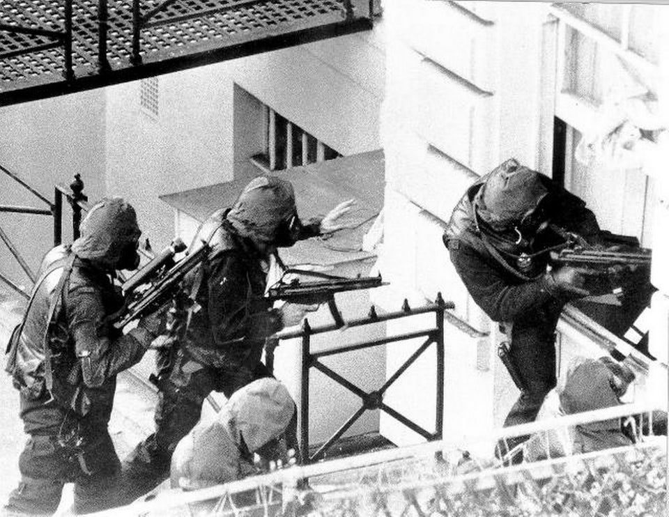 SAS soldiers storm the Iranian Embassy in London during the siege - 5th May 1980