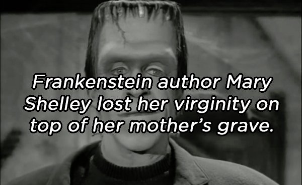 photo caption - Frankenstein author Mary Shelley lost her virginity on top of her mother's grave.