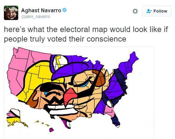 here's what the electoral map would look like if people truly voted their conscience - Aghast Navarro here's what the electoral map would look if people truly voted their conscience