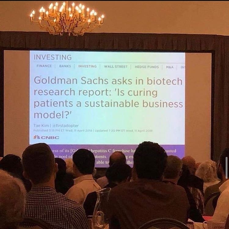 curing patients a sustainable business model - Investing Eimance Banks Investing Wall Street Hedge Fundsman Goldman Sachs asks in biotech research report 'Is curing patients a sustainable business model?! P Tse Kim at firstadopter Istheti A Cnbc Updated W