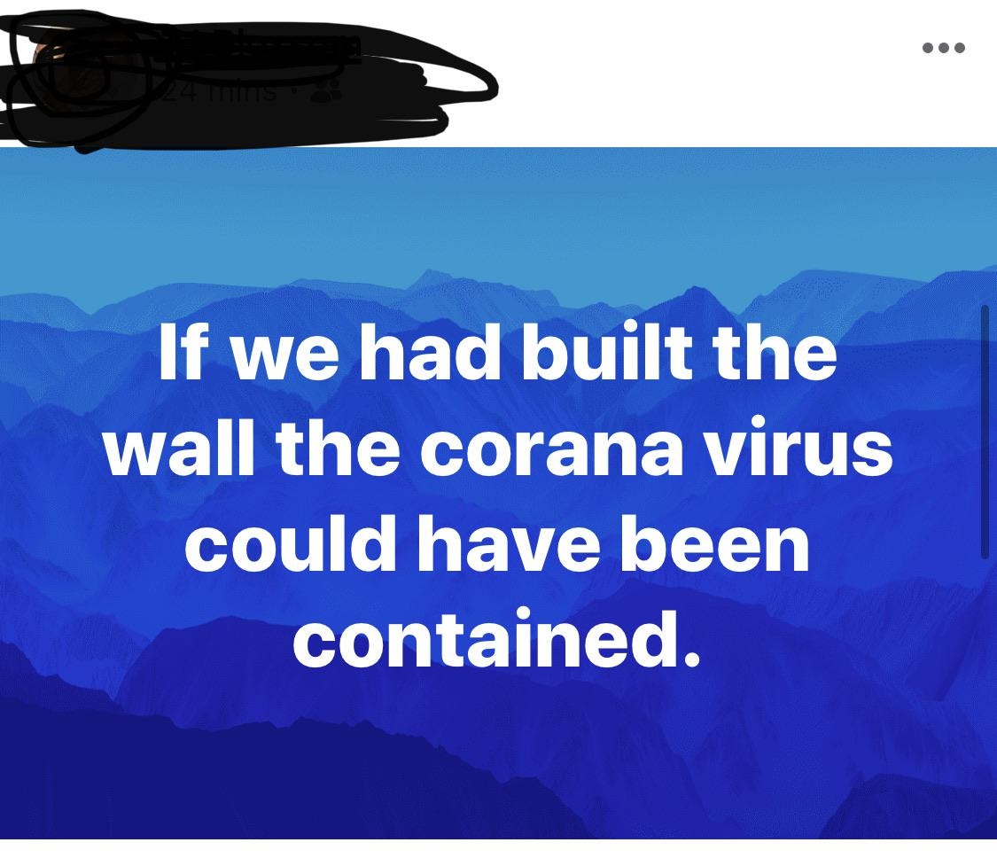 sähköpääkeskus - If we had built the wall the corana virus could have been contained.