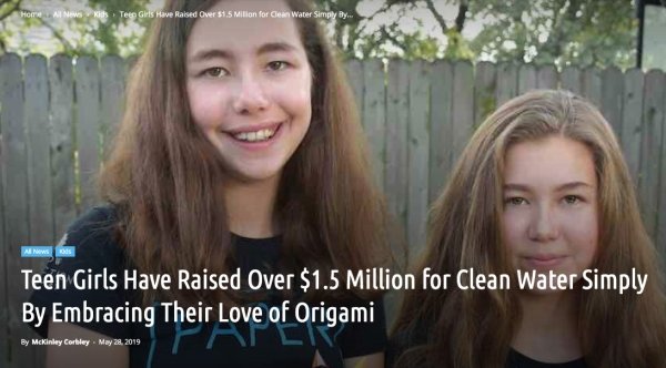 blond - NewsKiss Teen Girls Have Raised Over 1.5 Million for Clean Water Simply By... Aless Teen Girls Have Raised Over $1.5 Million for Clean Water Simply By Embracing Their Love of Origami By McKinley Corbley.