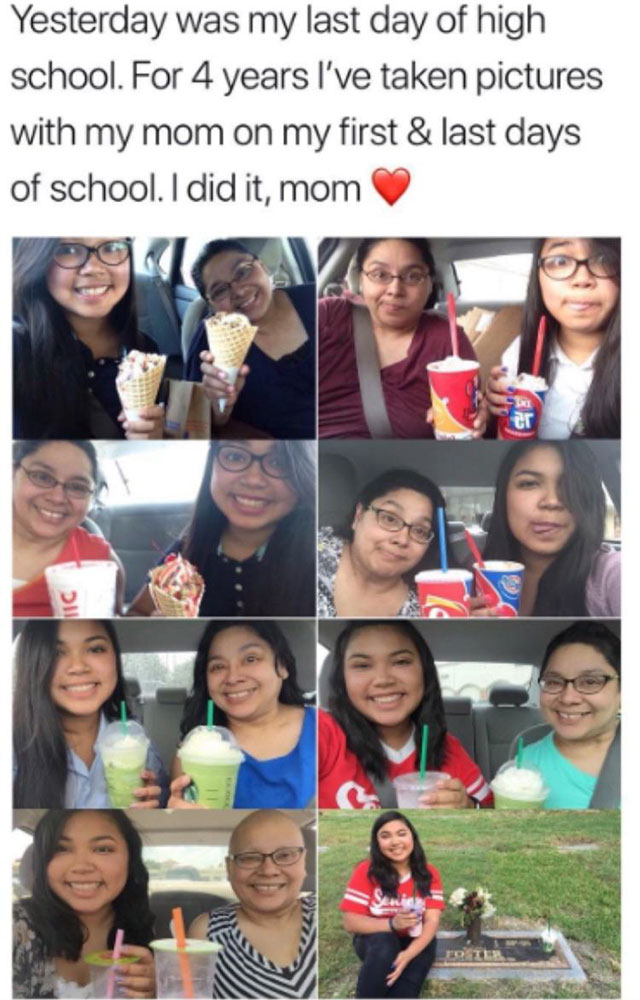 last day of high school memes - Yesterday was my last day of high school. For 4 years I've taken pictures with my mom on my first & last days of school. I did it, mom