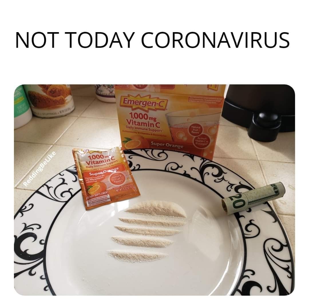 tableware - Not Today Coronavirus EmergenC 1000 mg Vitamin C Daily Immune Support Ne Super Orange 1,000 m Vitamin C Dally Immune Suppo ReddingBe Super Onge Natural flavors Detary Supplement
