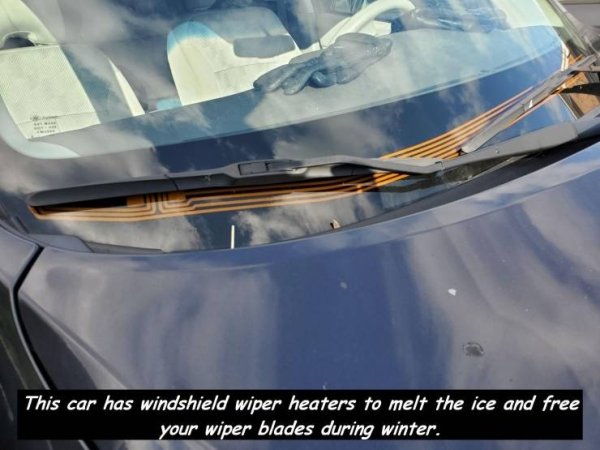 glass - This car has windshield wiper heaters to melt the ice and free your wiper blades during winter.