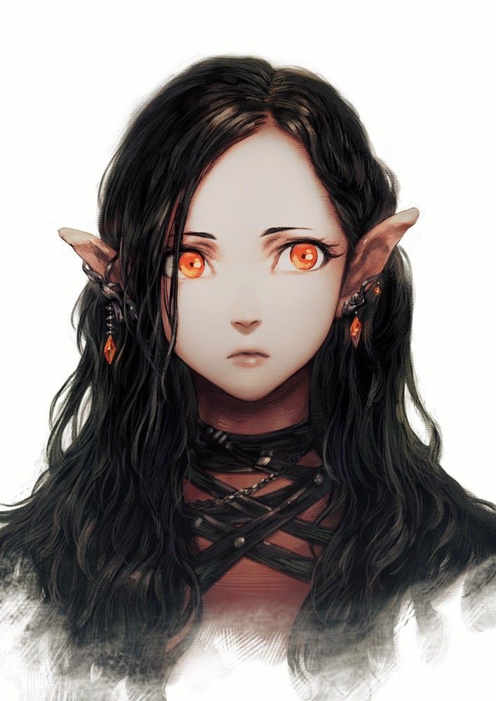 anime elf dark hair