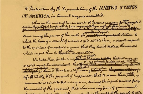 draft of the declaration of independence - a Declaration day the Repesentatives of the United States Of America, in General Congress assembled. When in the cours humi wonts it becomesneylang for people disgolion the politipal funds which have come them wi