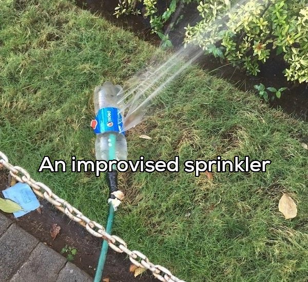 pool An improvised sprinkler