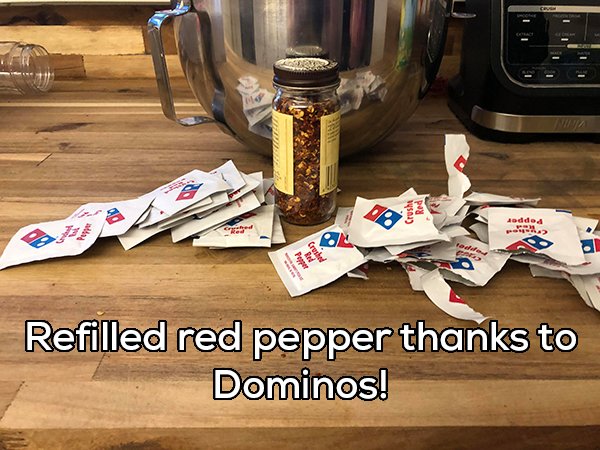 sodded Refilled red pepper thanks to Dominos!
