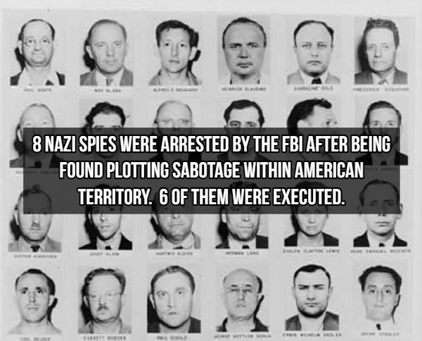 head - 8 Nazi Spies Were Arrested By The Fbi After Being Found Plotting Sabotage Within American Territory. 6 Of Them Were Executed.