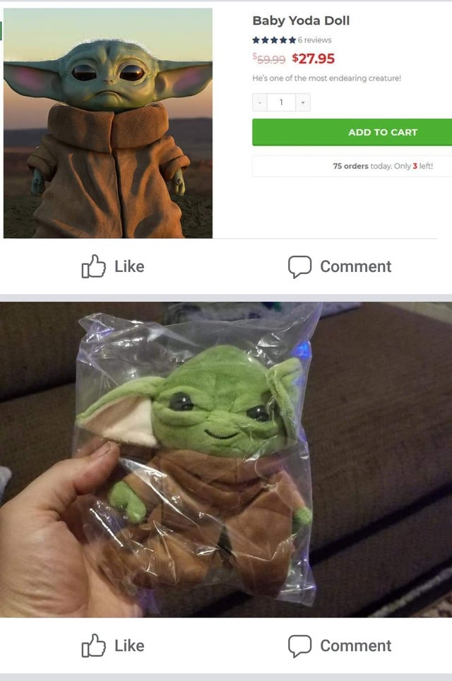 amphibian - Baby Yoda Doll 6 reviews $59.99 $27.95 He's one of the most endearing creature! Add To Cart 75 orders today. Only 3 left! Comment Comment