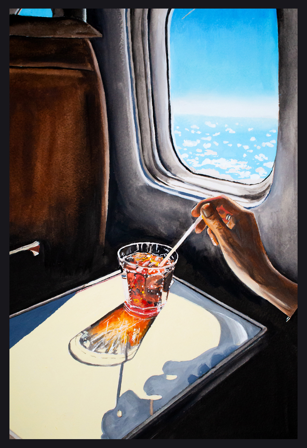 glass by airplane painting